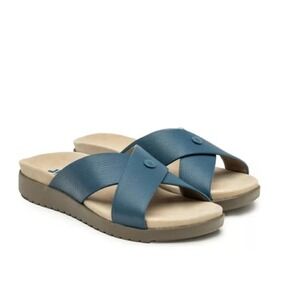 KURU Wms Breeze Leather Sandals Orthotic Footbed Mineral Blue Size 10W NEW! $130